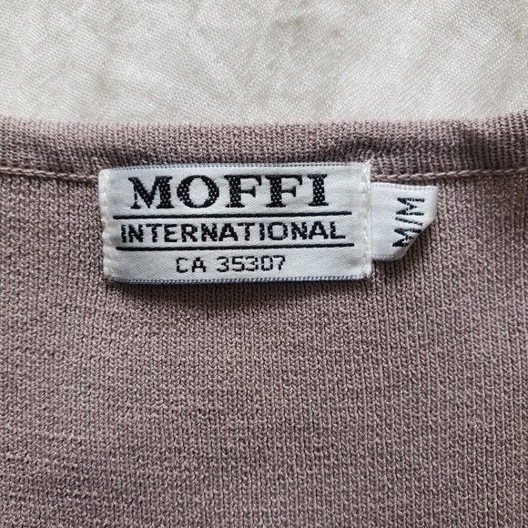 Chic Taupe Mauve Knit Top with Bronze Floral Accents Size M - Picture 7 of 9